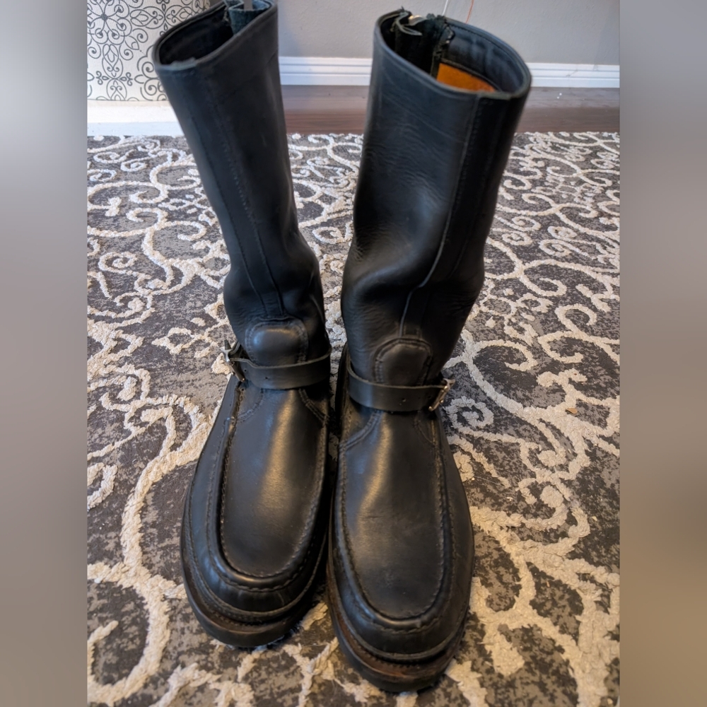 Russell Moccasin Black Leather Men's Boots 12.5